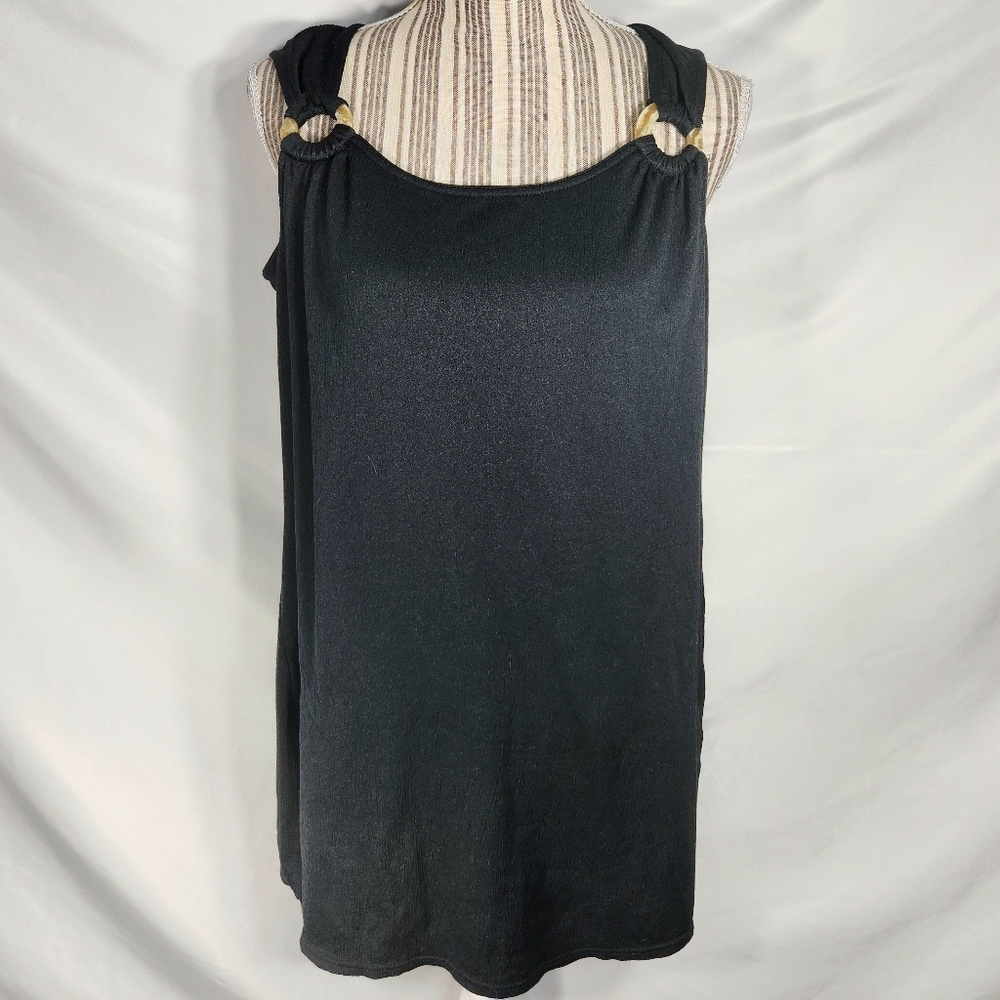 Croft & Barrow Black Gauze Sleeveless Mid-Length Swim Suit Beach Coverup Small